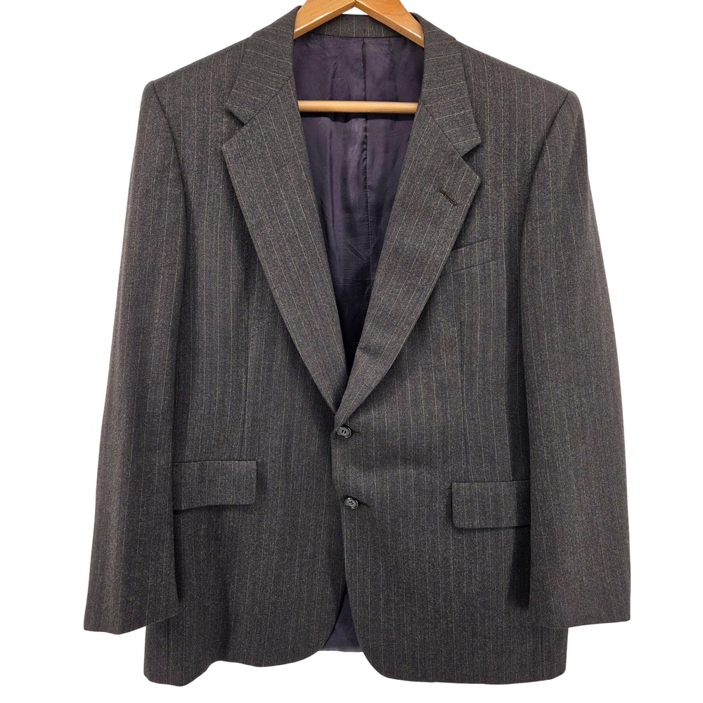 Hickey Freeman Mens Boardroom Collection Grey Pinstripe Wool Blazer Jacket 45R